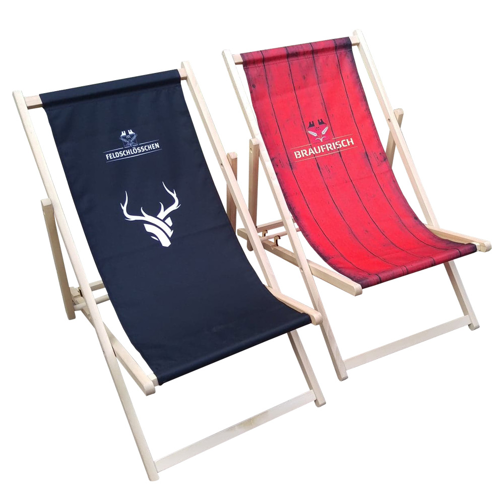 Advertising deckchairs of wood