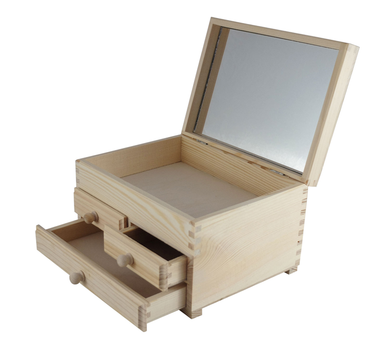Wooden box-commode with mirror