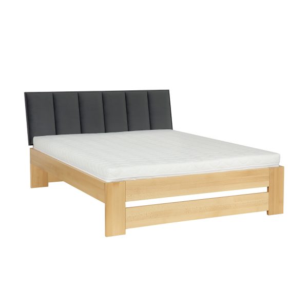 Połączenie drewna i materiału - łóżko z tapicerowanym zagłówkiem