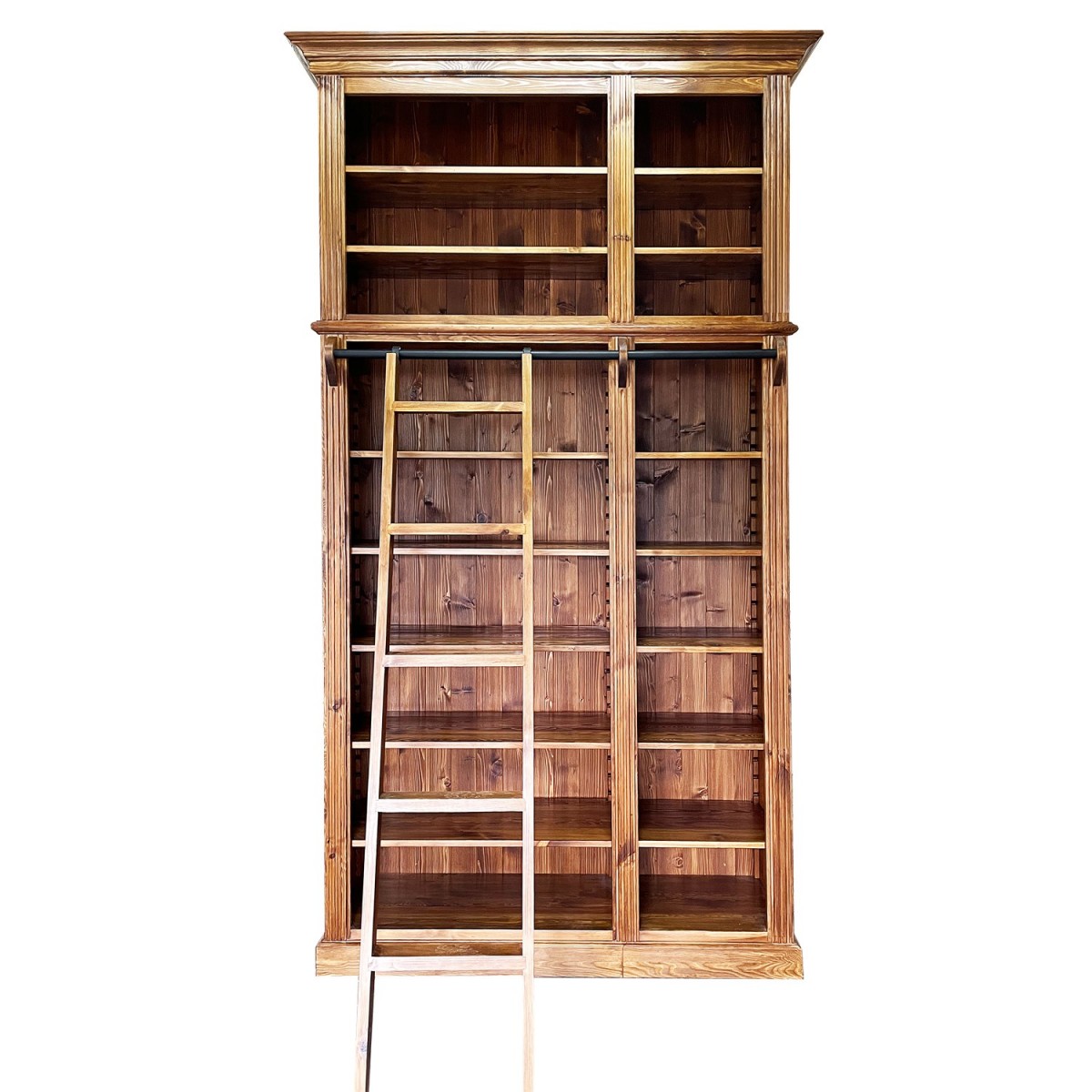 WOODEN BOOKCASE WITH LADDER